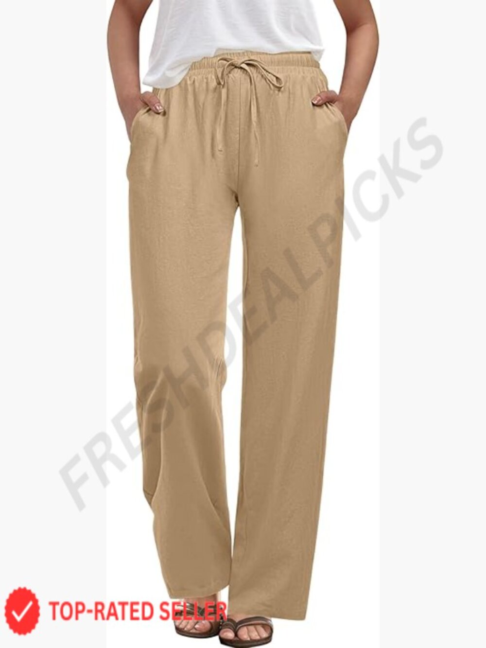 Casual Pants Summer High Waist Drawstring Loose Fit Lightweight Comfy Lounge